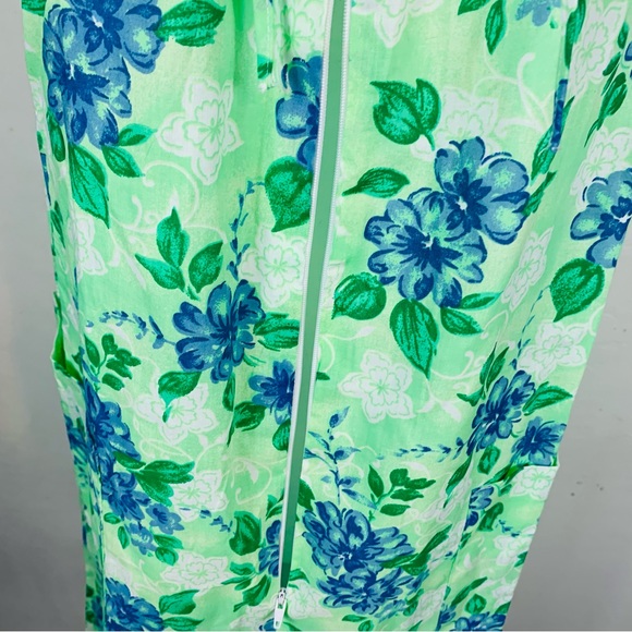 Y2K Anthony Richards Size Medium Md M Floral Green Blue House Dress Sleeveless - Picture 5 of 10